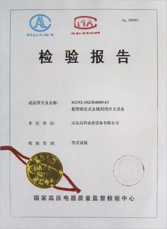 箱型固定式金属封闭开关设备 试验报告