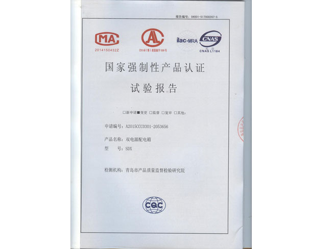 双电源配电箱SDX试验报告