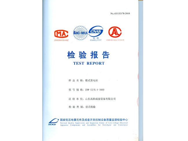 ZBW-12-0.4-1600检验报告